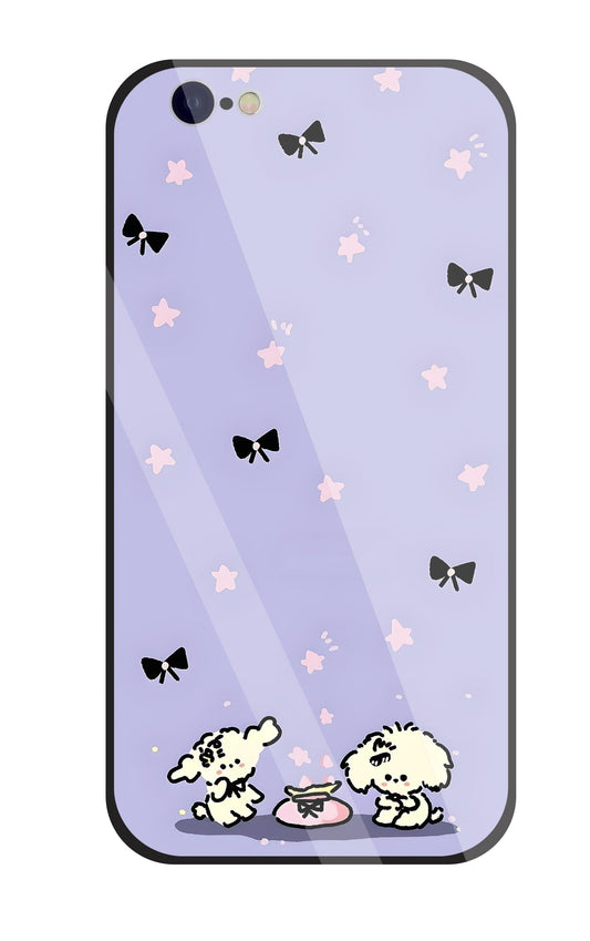 Black Ribbon With Stars Glass Case For Apple iPhone 6 / 6s