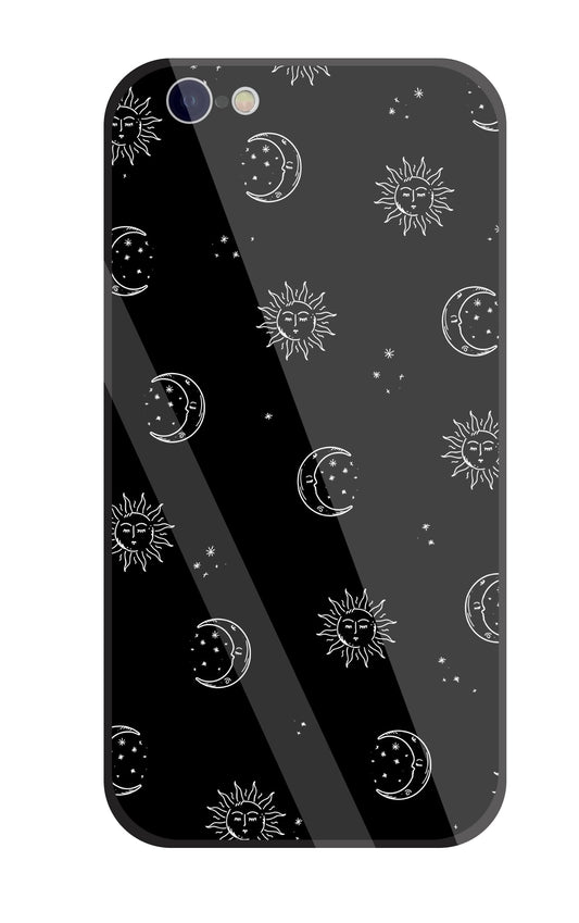 Black Sun With Moon Glass Case For Apple iPhone 6 / 6s