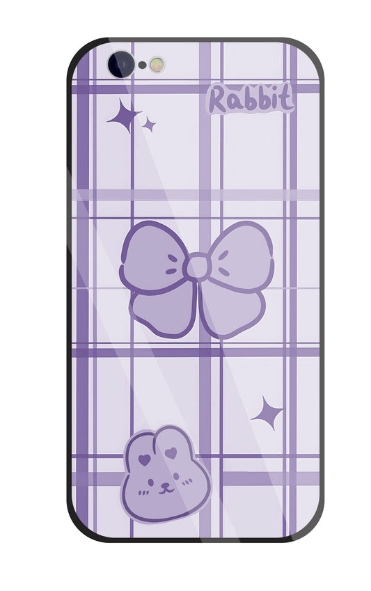 Butterfly Checked Pattern Glass Case For Apple iPhone 6 / 6s