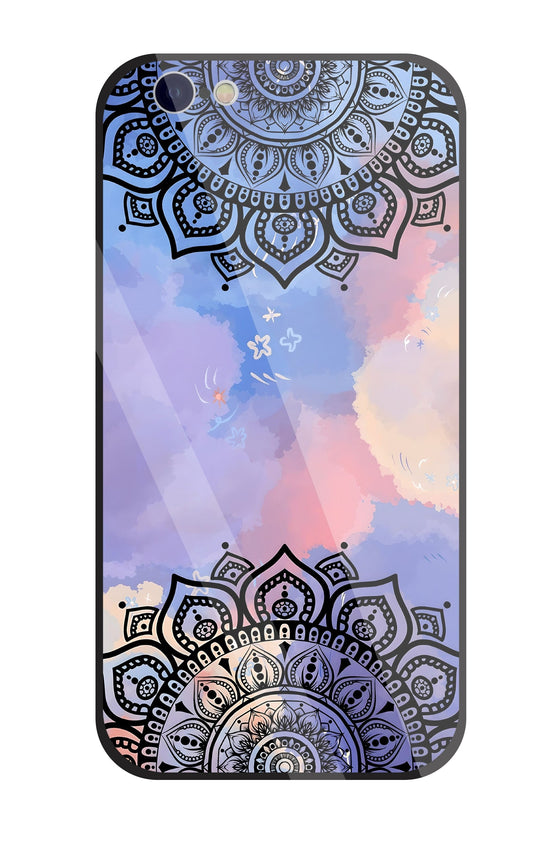 Colorful Mandala Pattern Glass Case For Apple iPhone 6 / 6s