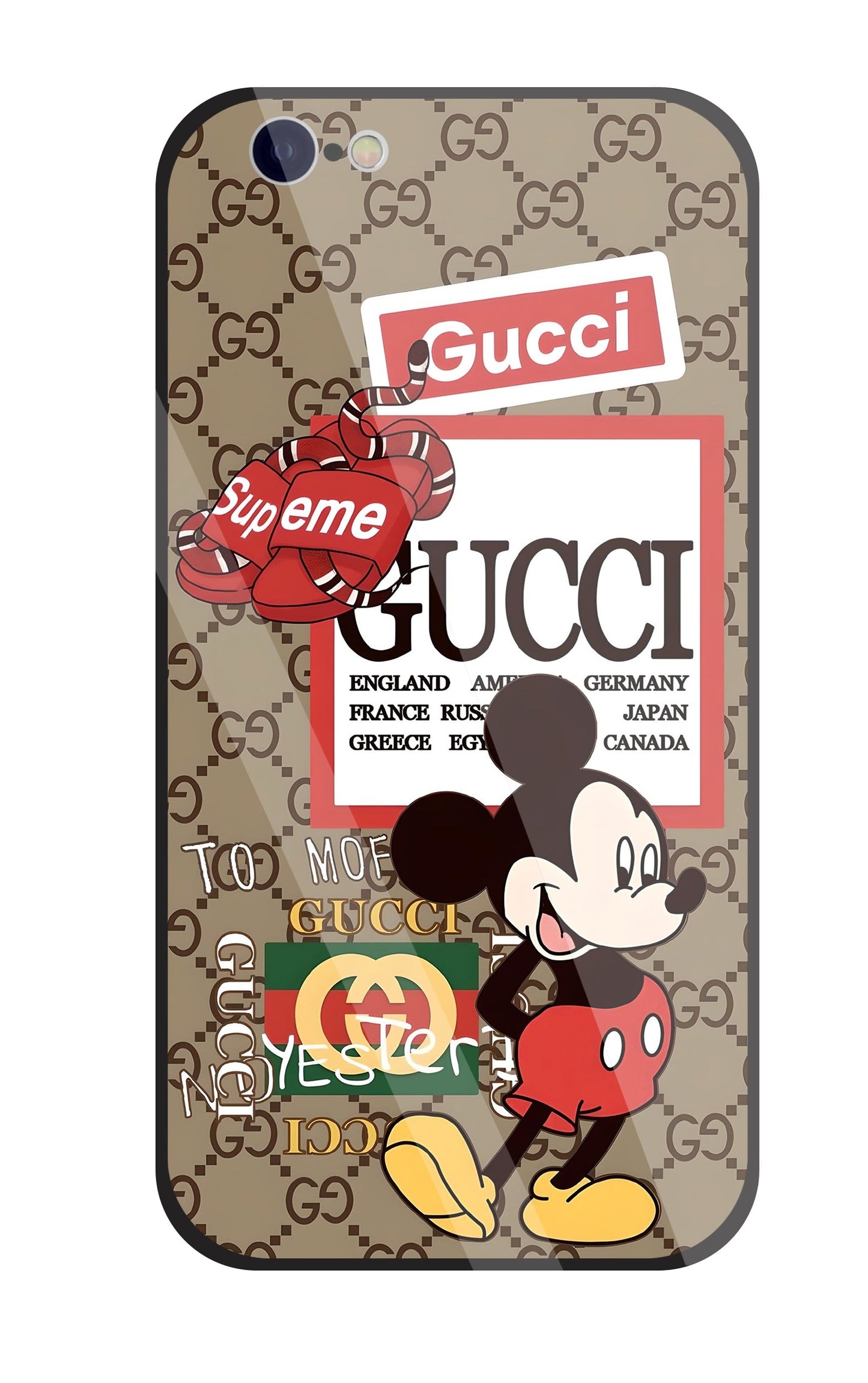 Gucci Mickey Glass Case For Apple iPhone 6 / 6s
