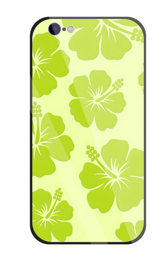 Hibiscus Flower Green Glass Case For Apple iPhone 6 / 6s