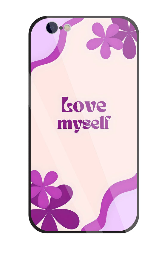 Love Myself Purple Flower Glass Case For Apple iPhone 6 / 6s