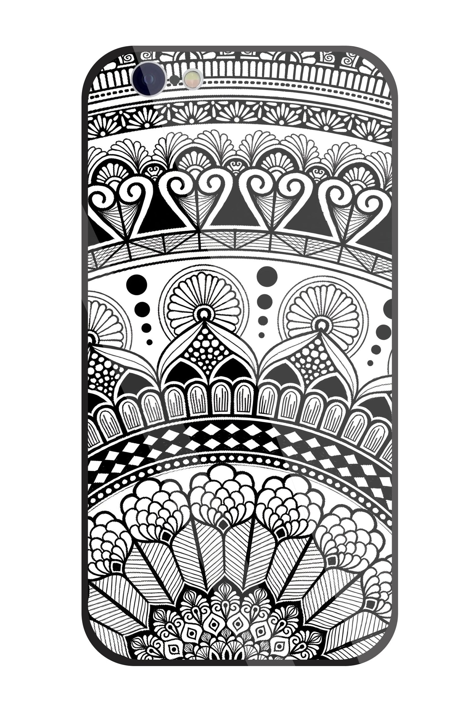 Mandala Pattern Black And White Glass Case For Apple iPhone 6 / 6s