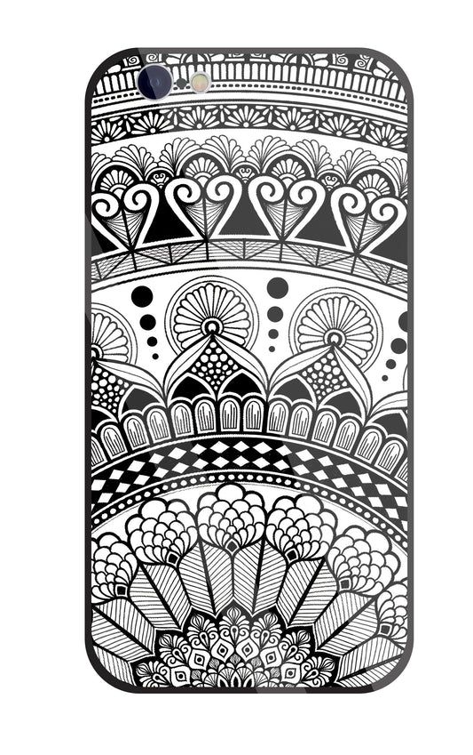 Mandala Pattern Black And White Glass Case For Apple iPhone 6 / 6s