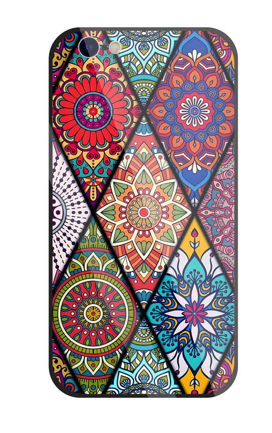Mandala Patterns Colourful Glass Case For Apple iPhone 6 / 6s
