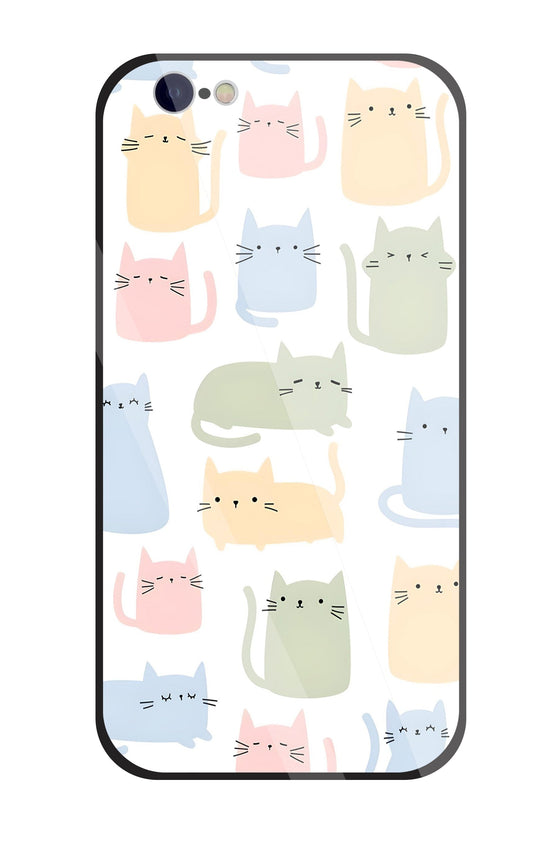 Multicolor cat Glass Case For Apple iPhone 6 / 6s