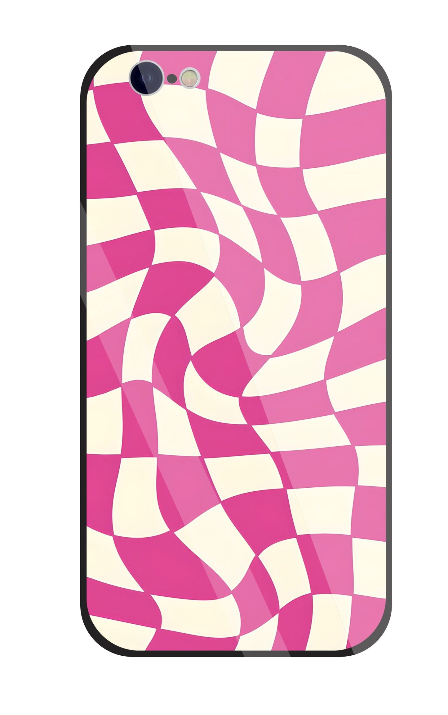 Pink And Off White Illusion Pattern Glass Case For Apple iPhone 6 / 6s