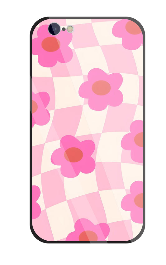 Pink Flower Glass Case For Apple iPhone 6 / 6s