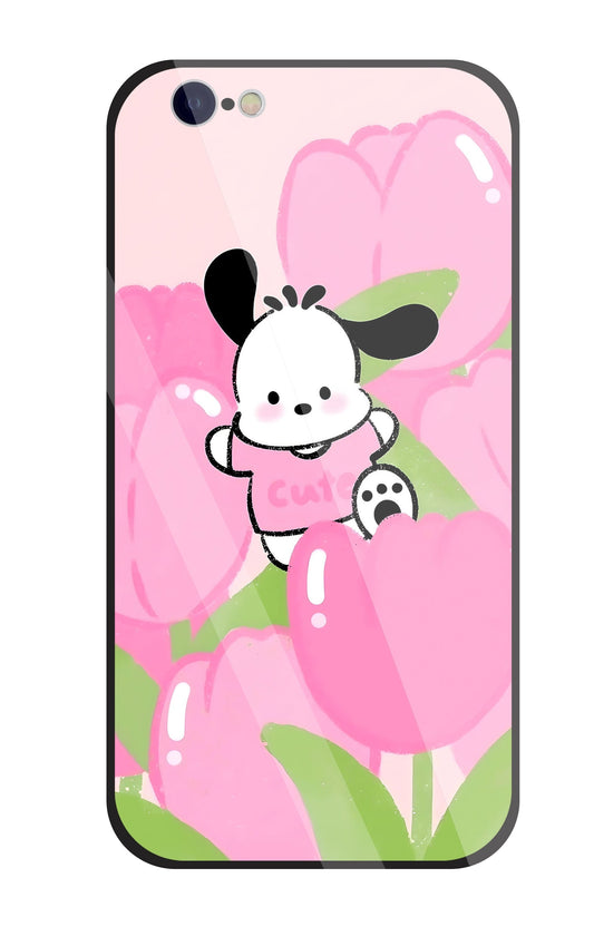 Pochacco Puppy And Rose Glass Case For Apple iPhone 6 / 6s