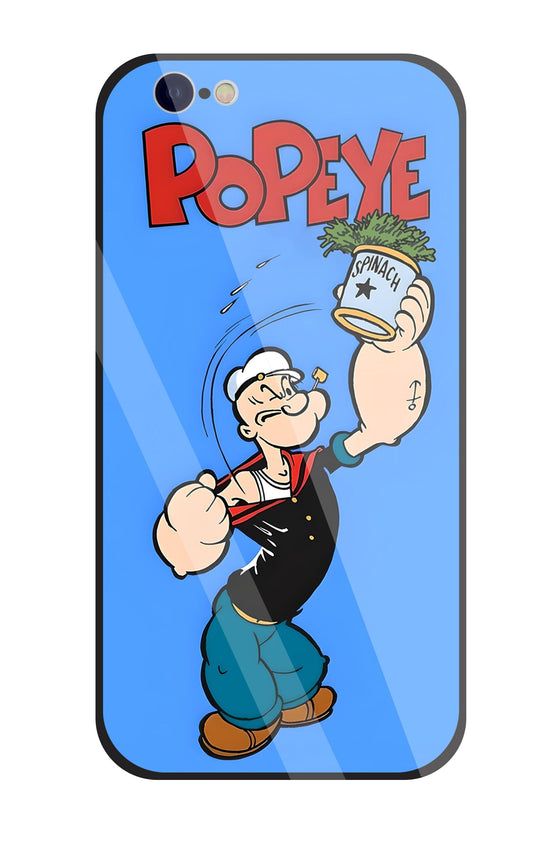 Popey In Blue Glass Case For Apple iPhone 6 / 6s