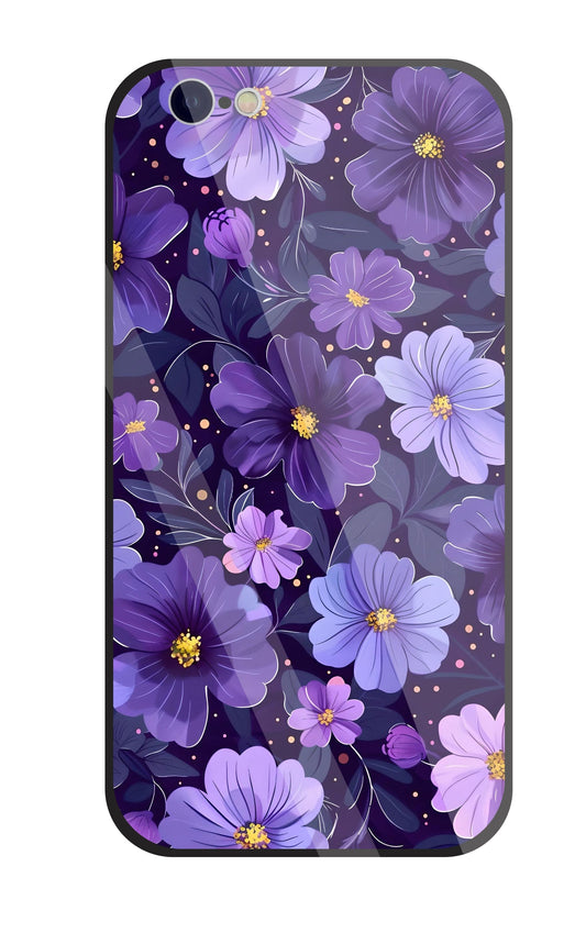 Purple Flower Blooms Glass Case For Apple iPhone 6 / 6s