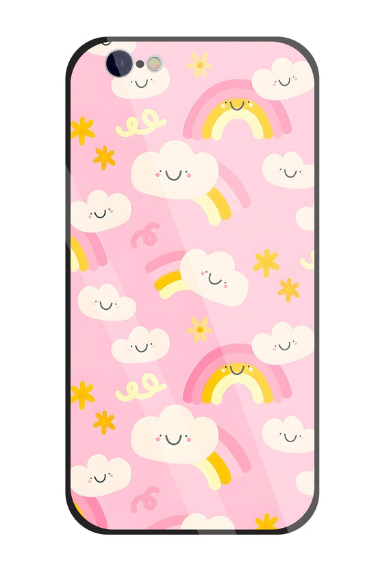 Smile Clouds With  Rainbow Glass Case For Apple iPhone 6 / 6s