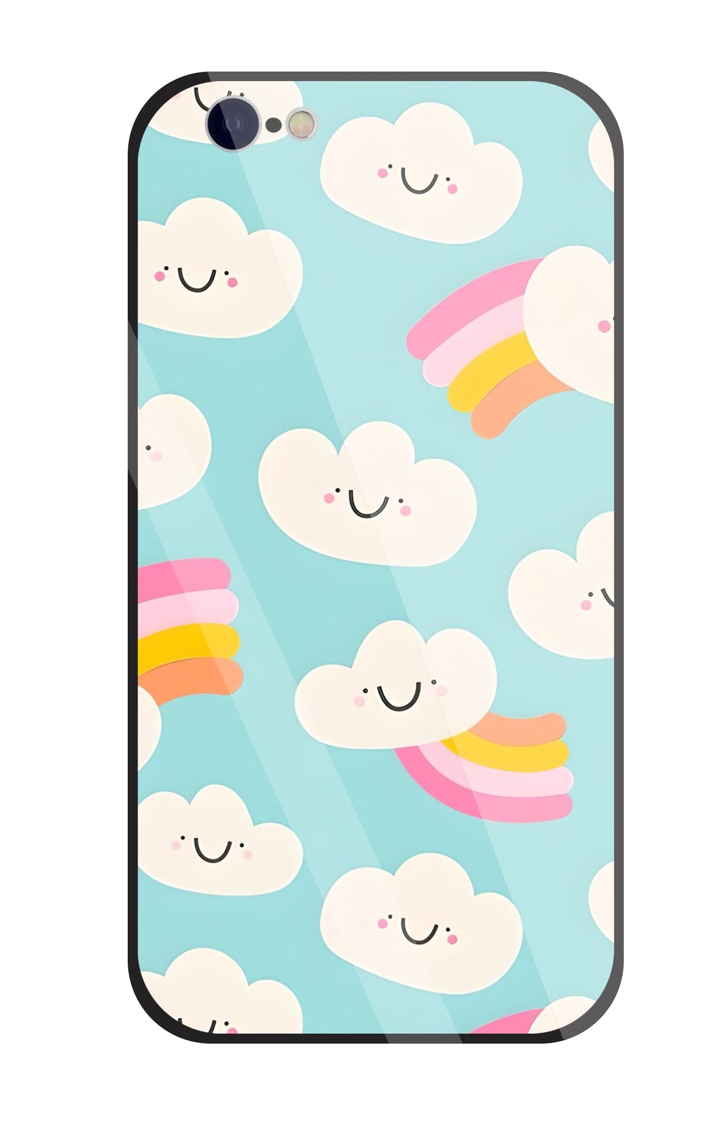 Smiley Clouds Glass Case For Apple iPhone 6 / 6s