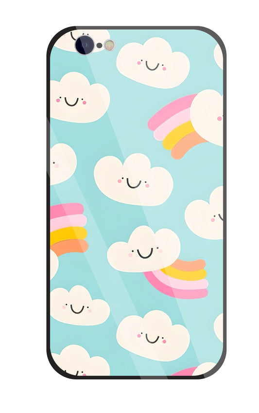 Smiley Clouds Glass Case For Apple iPhone 6 / 6s