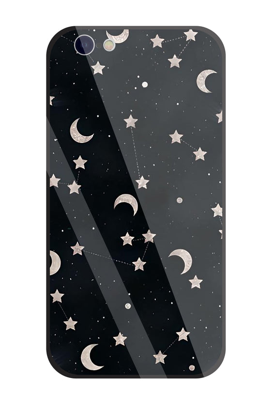 Star And Hulf Moon Space Glass Case For Apple iPhone 6 / 6s