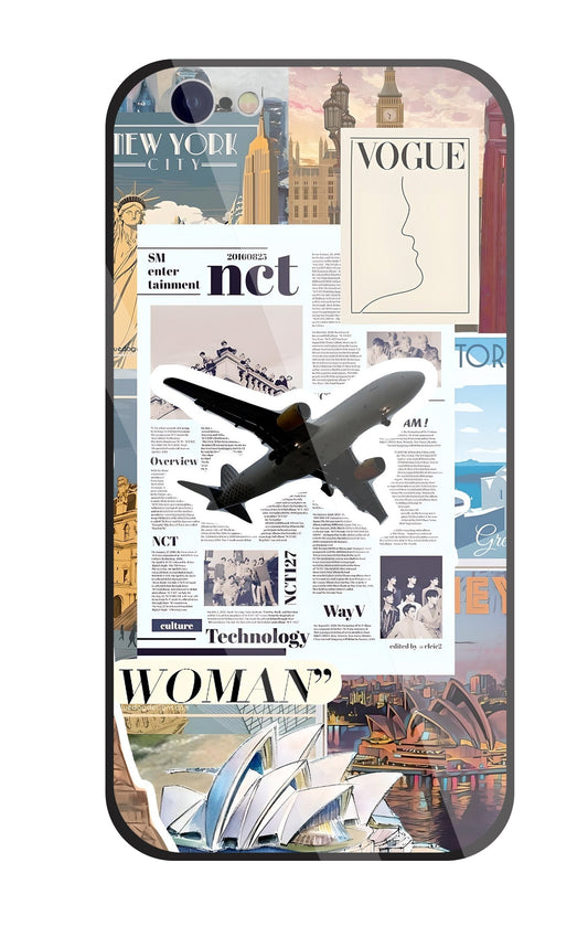 Woman Aeroplane Glass Case For Apple iPhone 6 / 6s