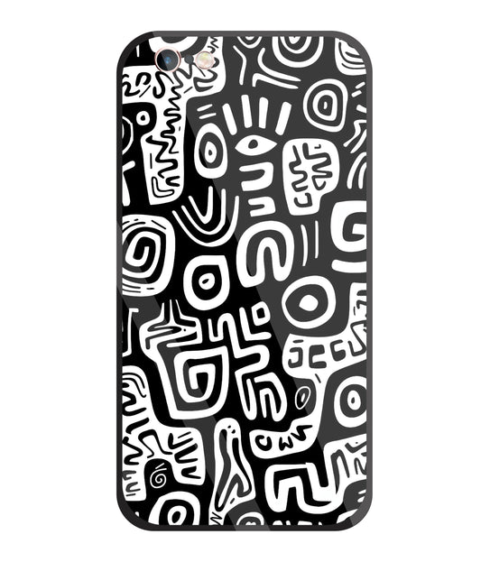Black And White Doodle Art Glass Case For Apple iPhone 6 +