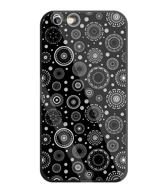 Black Circle Pattern Glass Case For Apple iPhone 6 +