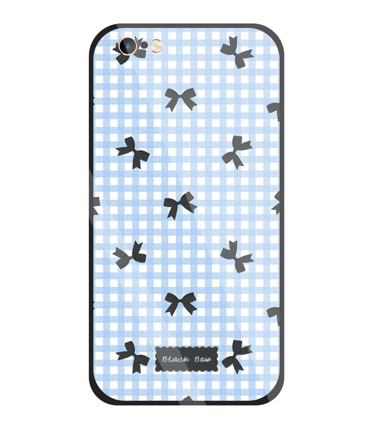 Black Ribbon With Check Pattern Glass Case For Apple iPhone 6 +
