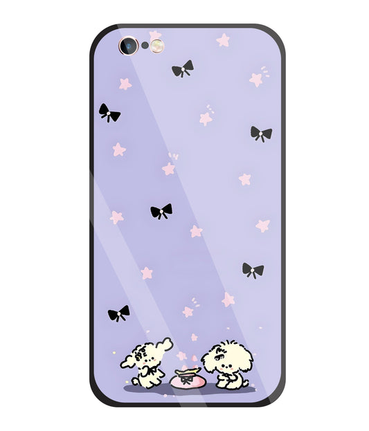 Black Ribbon With Stars Glass Case For Apple iPhone 6 +