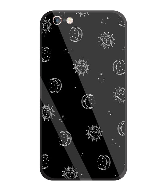 Black Sun With Moon Glass Case For Apple iPhone 6 +