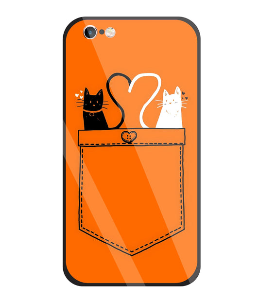 Black And White Cat In Pocket Glass Case For Apple iPhone 6 +