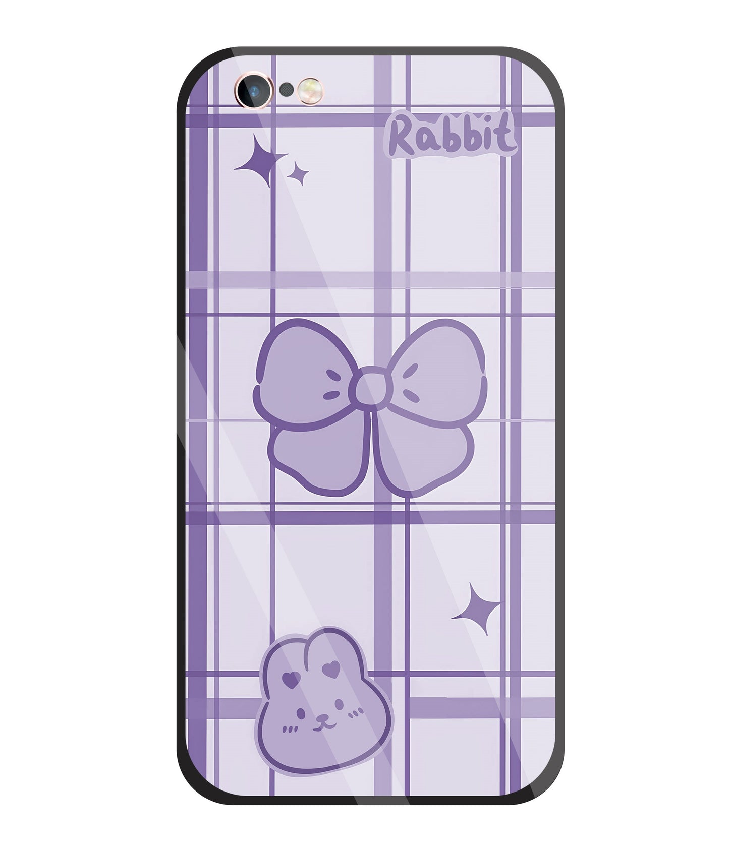 Butterfly Checked Pattern Glass Case For Apple iPhone 6 +