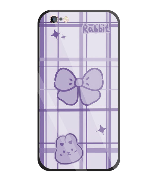 Butterfly Checked Pattern Glass Case For Apple iPhone 6 +