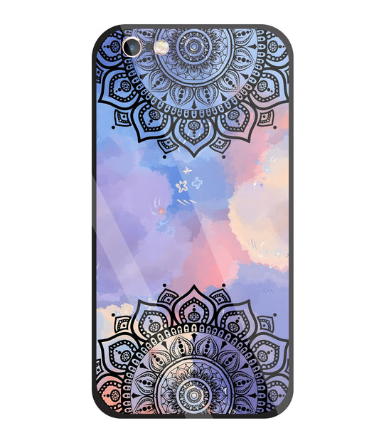 Colorful Mandala Pattern Glass Case For Apple iPhone 6 +