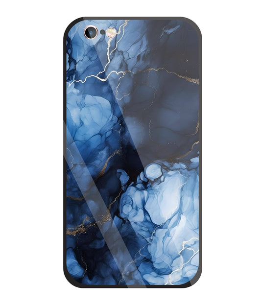Dark Blue Marble Glass Case For Apple iPhone 6 +