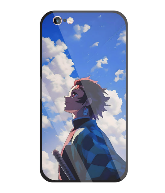 Demon Slayer-Tanjiro Kamado Glass Case For Apple iPhone 6 +