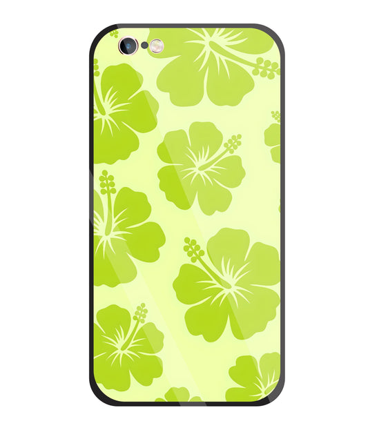 Hibiscus Flower Green Glass Case For Apple iPhone 6 +