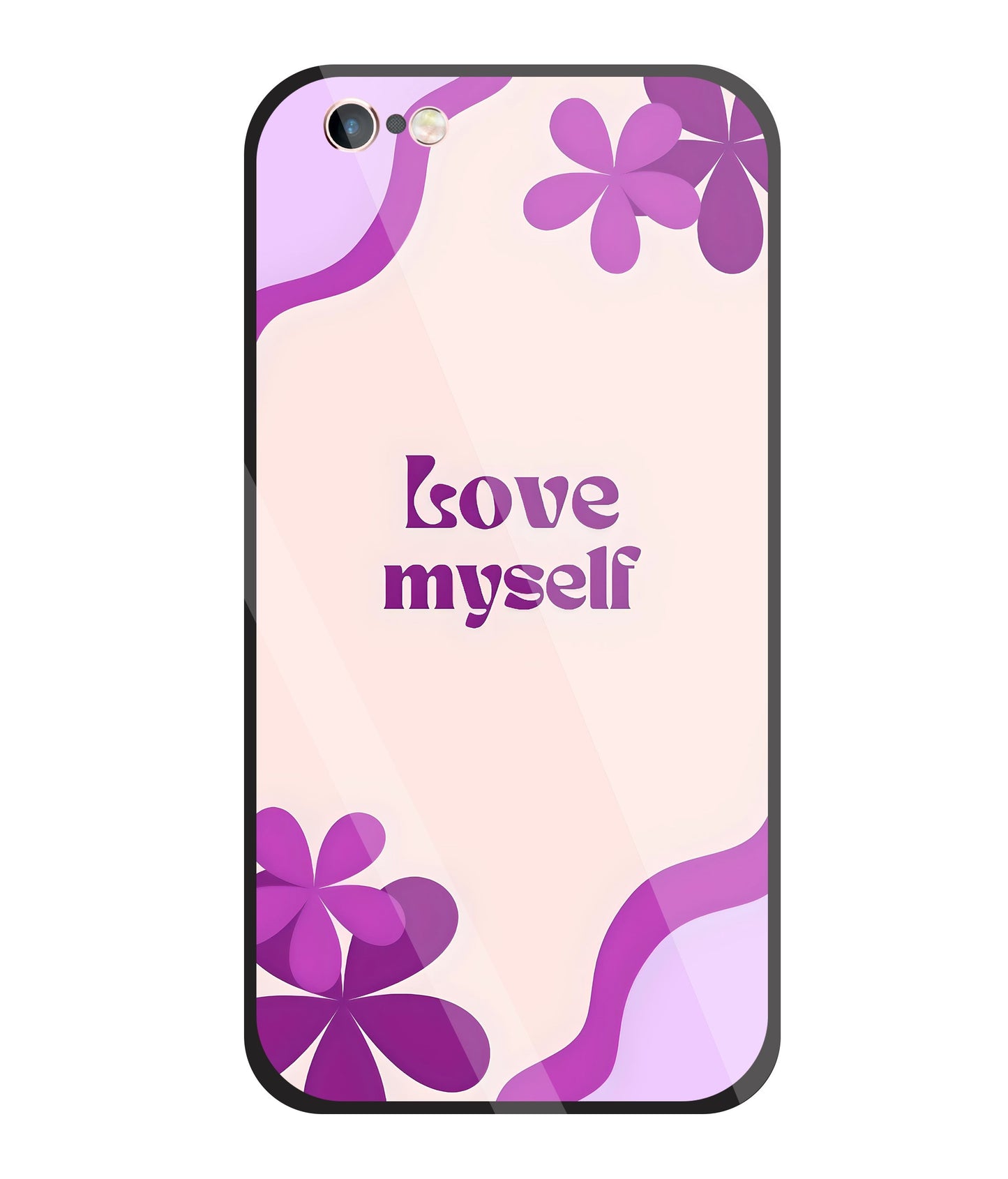 Love Myself Purple Flower Glass Case For Apple iPhone 6 +