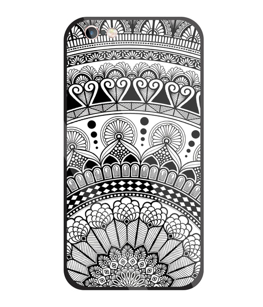 Mandala Pattern Black And White Glass Case For Apple iPhone 6 +
