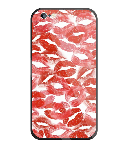 Multi Lips Kisses Glass Case For Apple iPhone 6 +