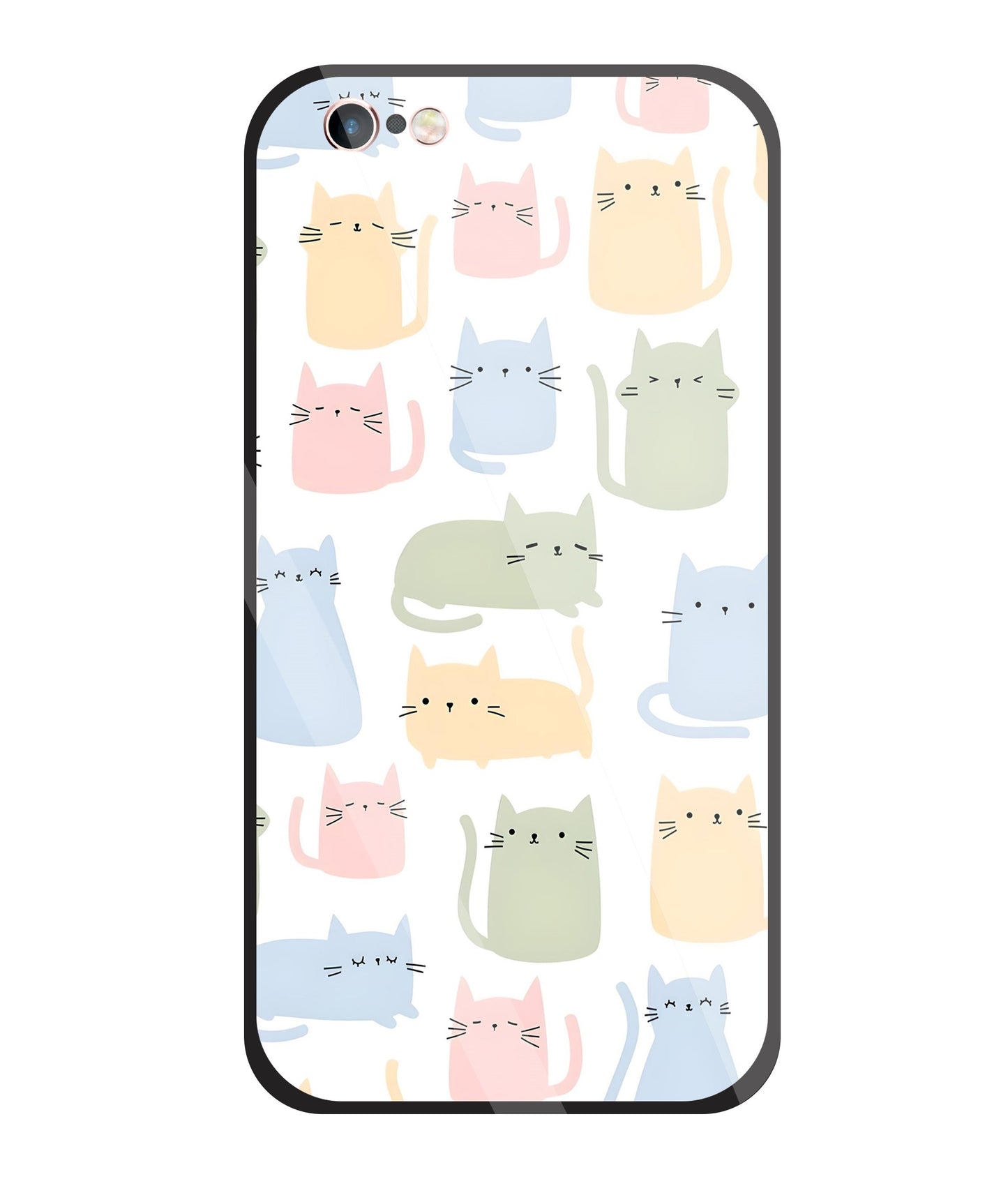 Multicolor cat Glass Case For Apple iPhone 6 +