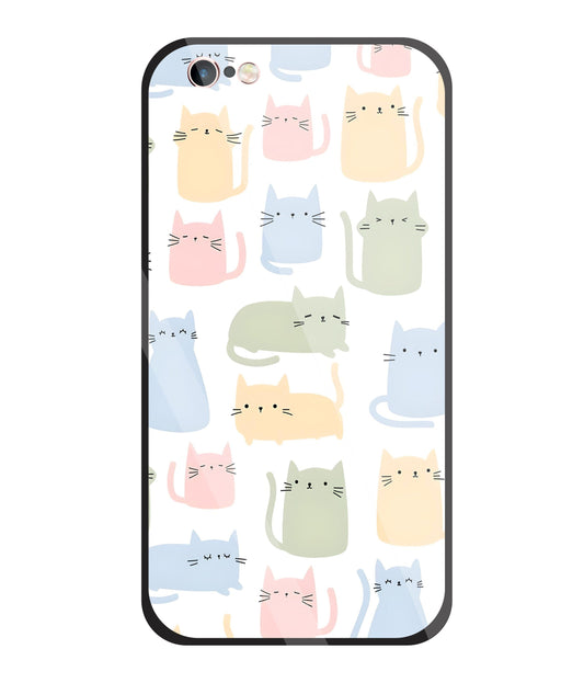 Multicolor cat Glass Case For Apple iPhone 6 +