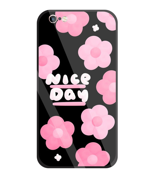 Nice Day Pink Flower Glass Case For Apple iPhone 6 +