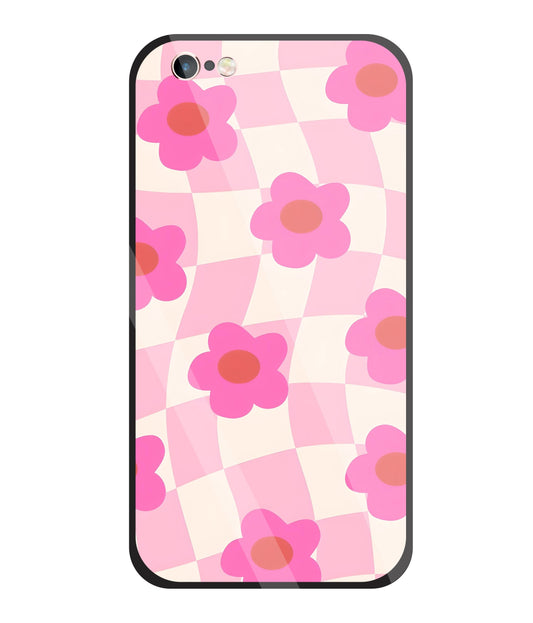 Pink Flower Glass Case For Apple iPhone 6 +