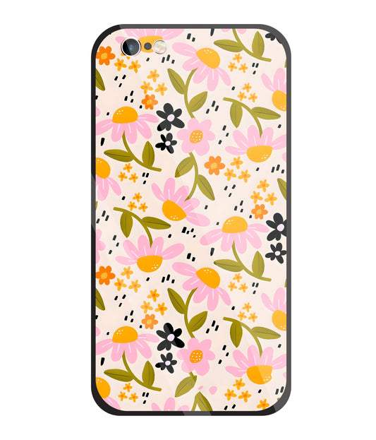 Pink And Yellow Flowers Glass Case For Apple iPhone 6 +