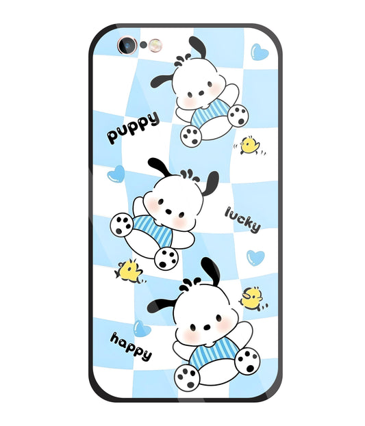 Pochacco Puppy Blue Glass Case For Apple iPhone 6 +