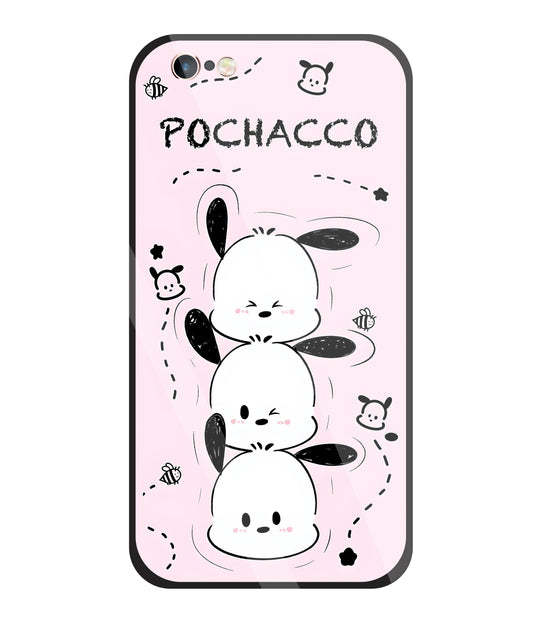 Pochacco Puppy Pink Glass Case For Apple iPhone 6 +