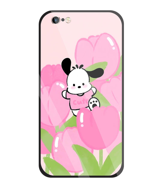 Pochacco Puppy And Rose Glass Case For Apple iPhone 6 +
