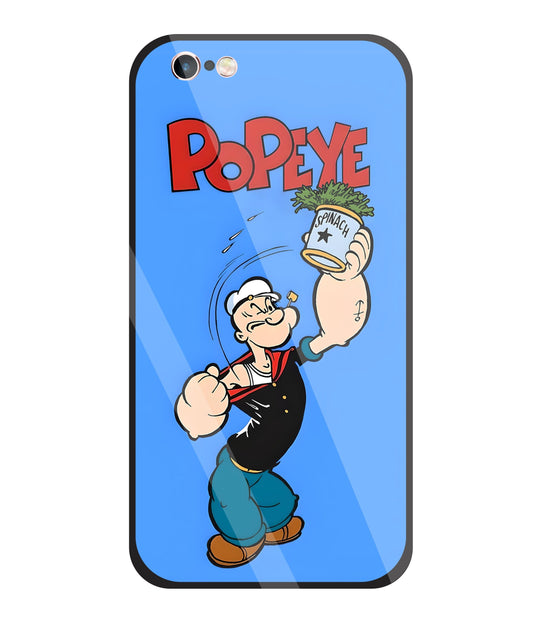 Popey In Blue Glass Case For Apple iPhone 6 +