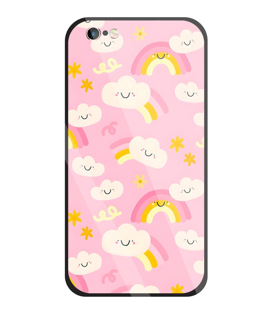 Smile Clouds With  Rainbow Glass Case For Apple iPhone 6 +
