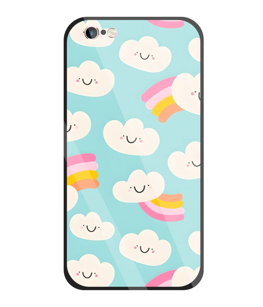 Smiley Clouds Glass Case For Apple iPhone 6 +