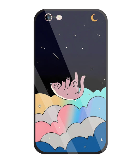 Space Cat Art Glass Case For Apple iPhone 6 +