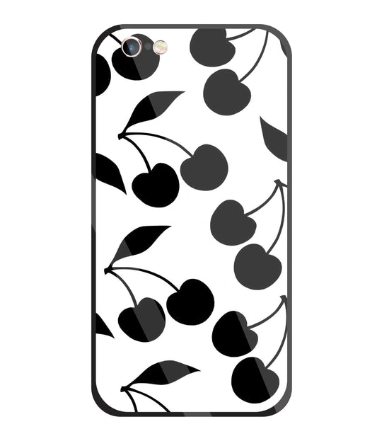 White With Black Cherry Glass Case For Apple iPhone 6 +