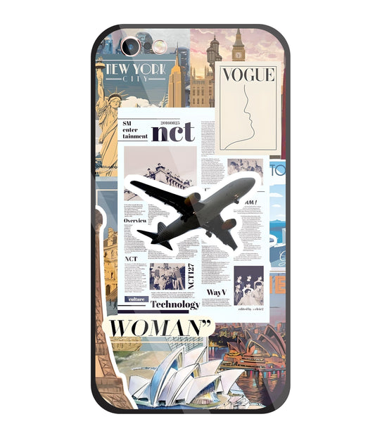 Woman Aeroplane Glass Case For Apple iPhone 6 +